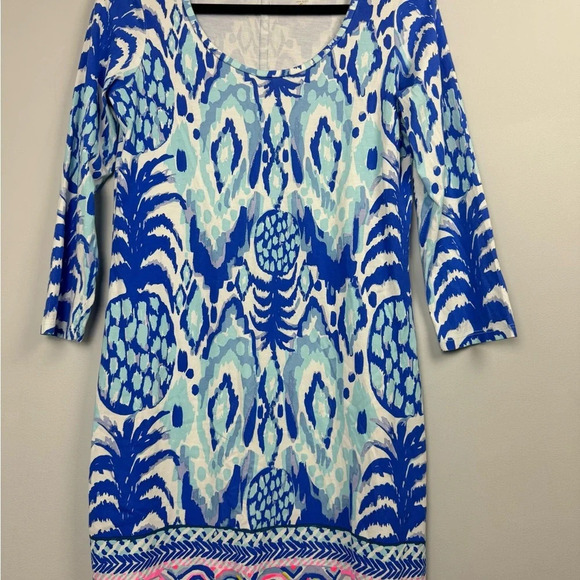 Lily Pulitzer Beacon Dress Pima Cotton Tropical Call Me Serene size Small - Picture 8 of 8